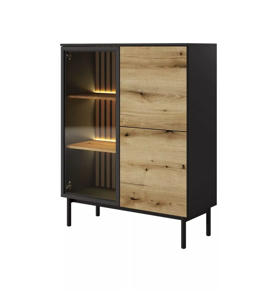Sekcija Lang B ar LED Korpusa krāsa: melns, · 100.1 × 39.4 × 125.4 cm