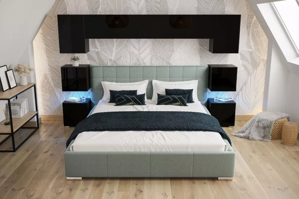 Sekcija Panama 13 Gloss ar LED · Melns · 280 × 35 × 182 cm