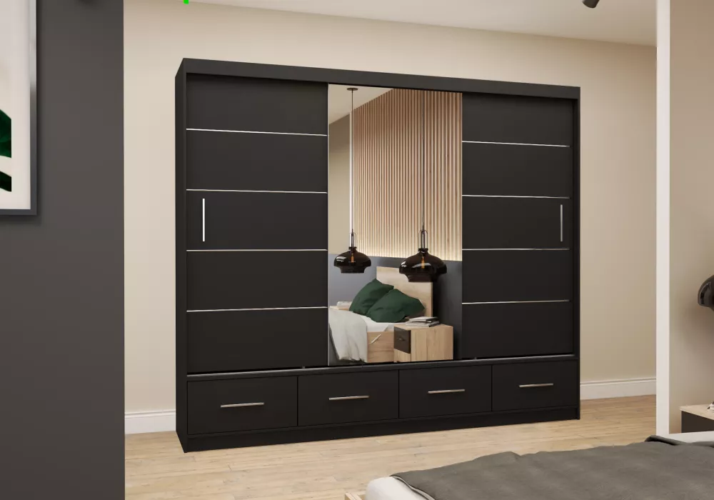 Skapis Florence · Melns · 250 × 61 × 218 cm