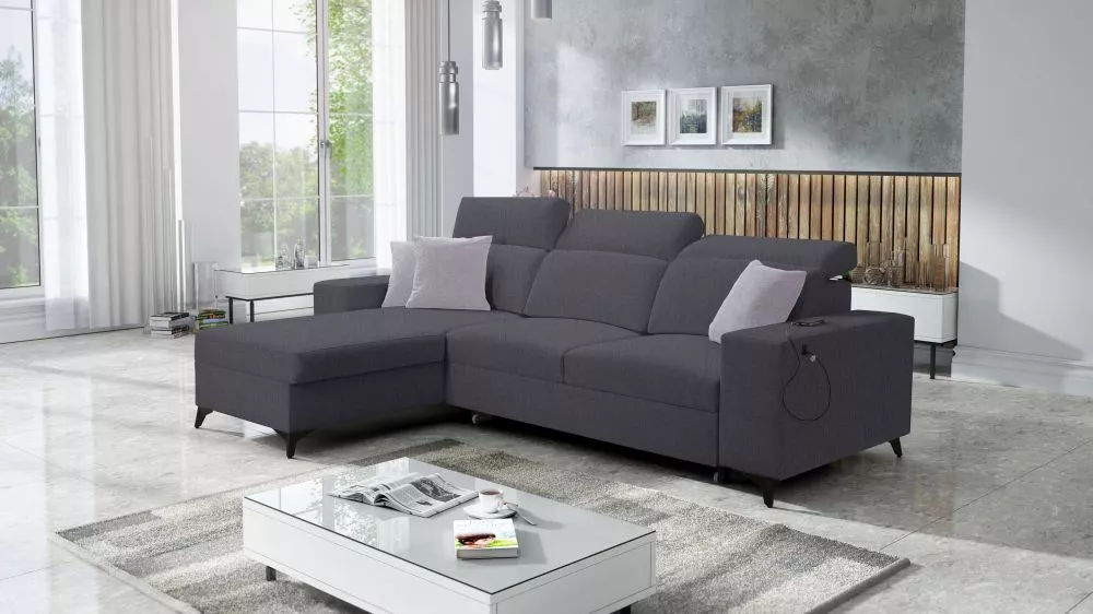 Dīvāns Bartone 1 Mix Standard · Tumši pelēks · 182 × 286 × 83 cm