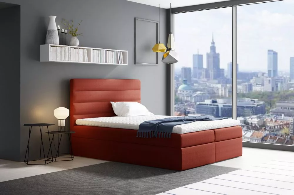 Gulta Velar Boxspring Premium Standard Guļamvietas platums: 140 cm, Guļamvietas garums: 200 cm, · Tumši oranžs · 144 × 2