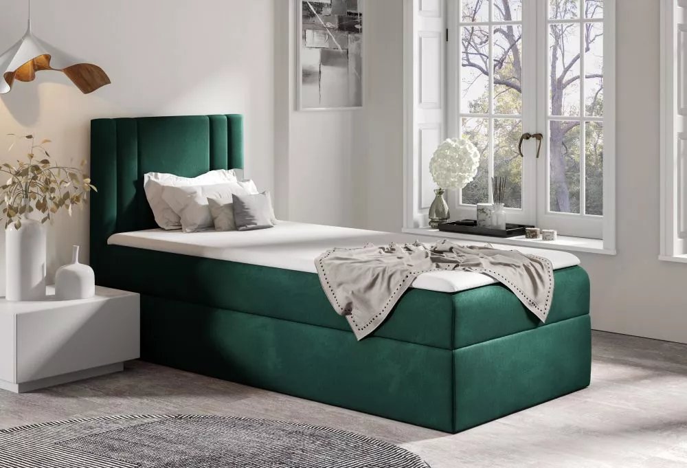 Gulta Carmen mini Boxspring Standard Guļamvietas platums: 100 cm, Guļamvietas garums: 200 cm, · Zaļš · 102 × 208 × 103 c