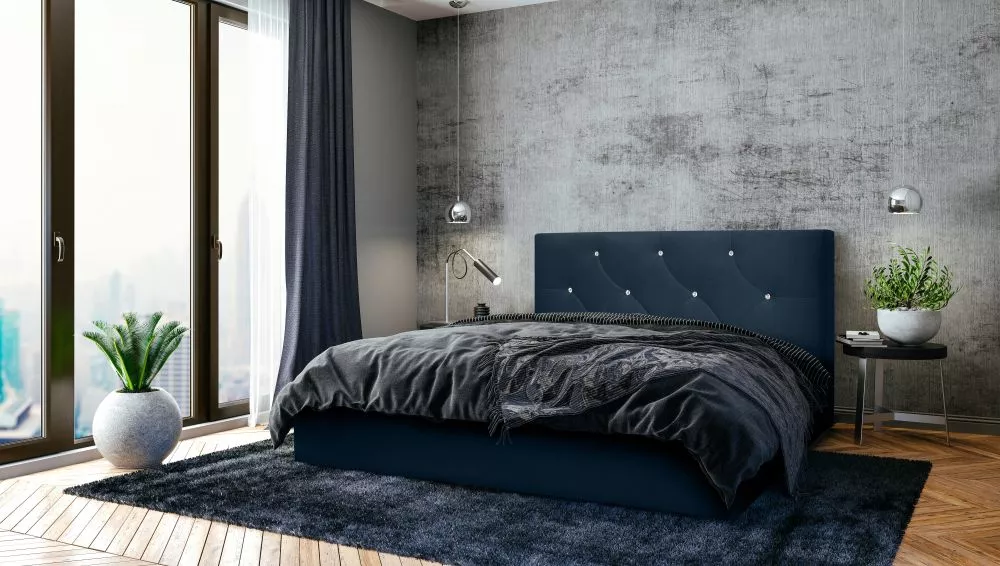 Gulta Dubaj Standard ar stelāžu Guļamvietas platums: 160 cm, Guļamvietas garums: 200 cm, stelāžas tips: koka, · Zils · 1