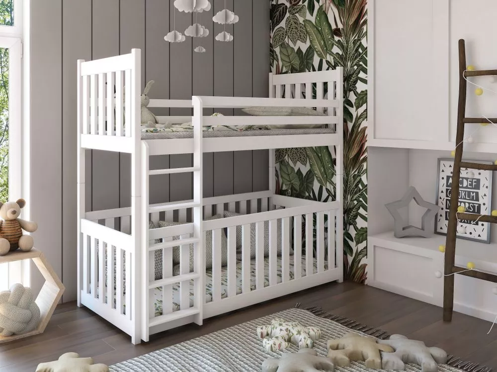 Bērnu gulta Cris ar stelāžām Guļamvietas platums: 90 cm, Guļamvietas garums: 190 cm, · Balts · 97 × 198 × 171 cm