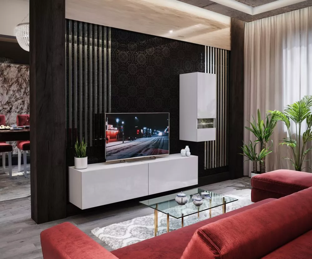 Sekcija Box 15 ar LED · Balts · 228 × 38 × 164 cm