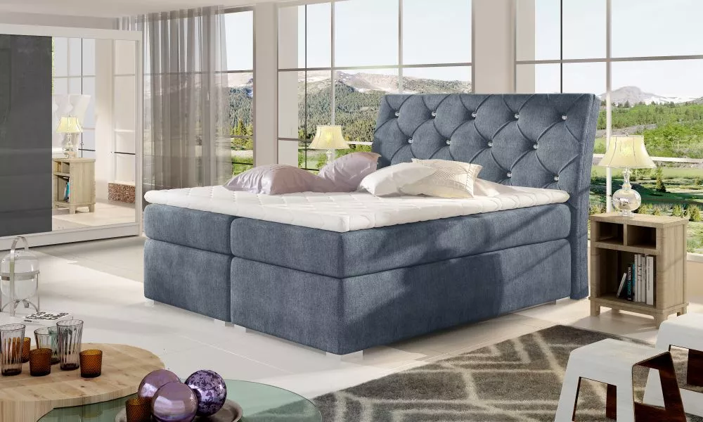 Gulta Balvin Boxspring standard Guļamvietas platums: 180 cm, Guļamvietas garums: 200 cm, · Tumši pelēks · 183 × 208 × 11