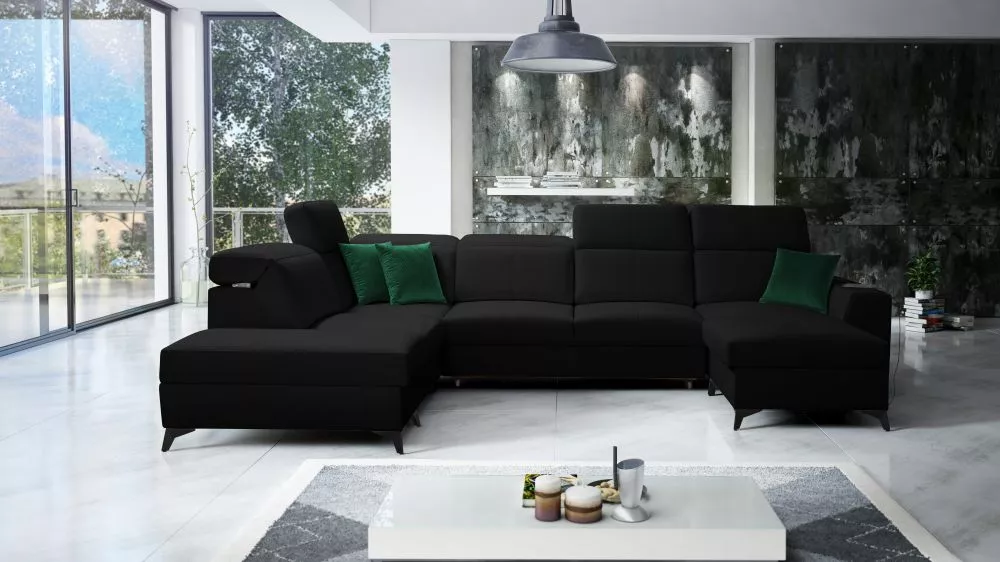 Dīvāns Belutti 6 Mix Standard · Melns · 236 × 362 × 84 cm