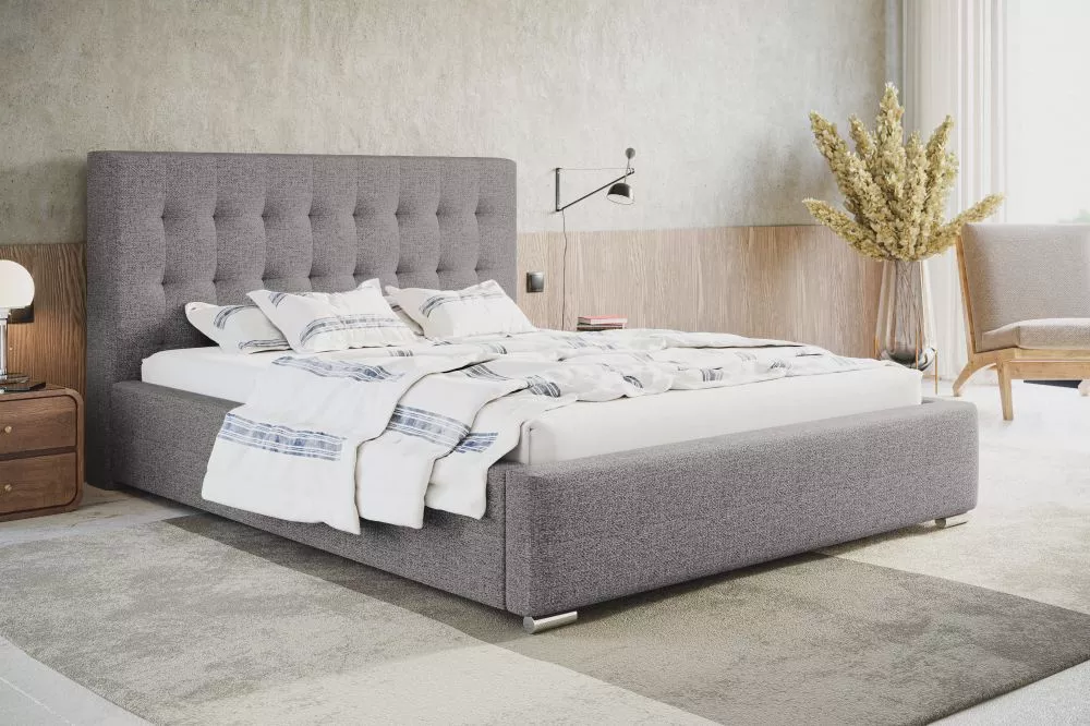 Gulta Bed 2 standard ar stelāžu Guļamvietas platums: 160 cm, Guļamvietas garums: 200 cm, stelāžas tips: koka, · Pelēks ·