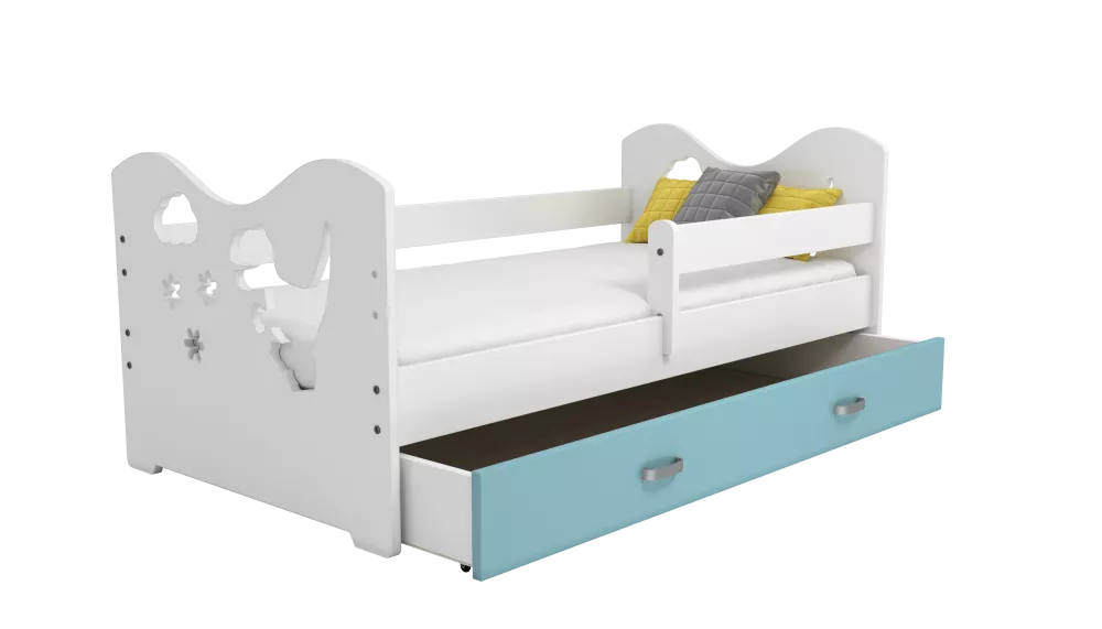 Bērnu gulta Miki B3 ar stelāžu Guļamvietas platums: 80 cm, Guļamvietas garums: 160 cm, · 85 × 164 × 65 cm