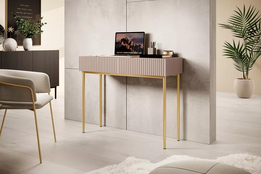 Kosmētikas galds Nicole T100 2SZ Gold · Rozā · 100 × 82 × 41 cm