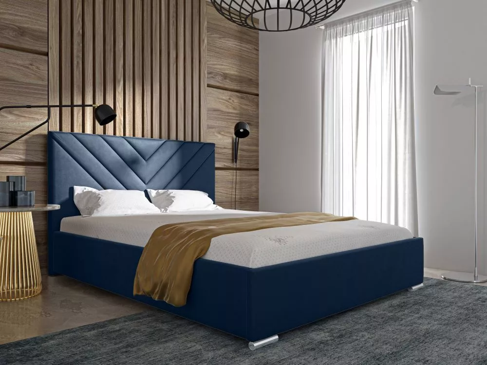 Gulta PK22 ar stelāžu Guļamvietas platums: 140 cm, Guļamvietas garums: 200 cm, stelāžas tips: metāla, · Tumši zils · 158