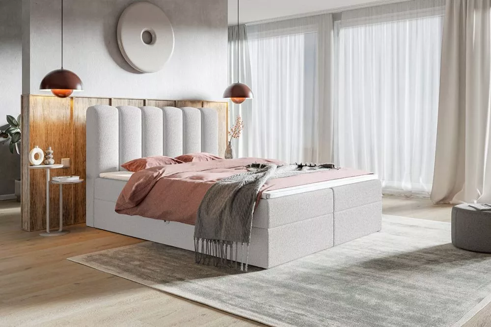 Gulta Box 10 Boxspring standard Guļamvietas platums: 120 cm, Guļamvietas garums: 200 cm, · Gaišais krēms · 120 × 214 × 1