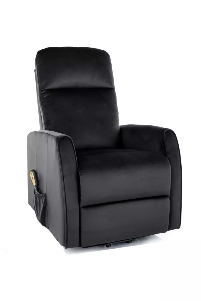 Mīksts krēsls Leto Velvet Sēdvietas dziļums: 51 cm, Maksimālais dziļums: 165 cm, · Melns · 68 × 90 × 107 cm