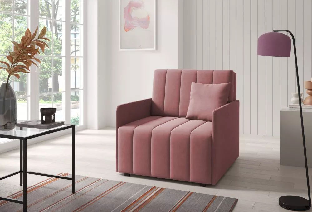 Mīksts krēsls Neo 1 standard Sēdvietas dziļums: 60 cm, · Rozā · 90 × 97 × 85 cm