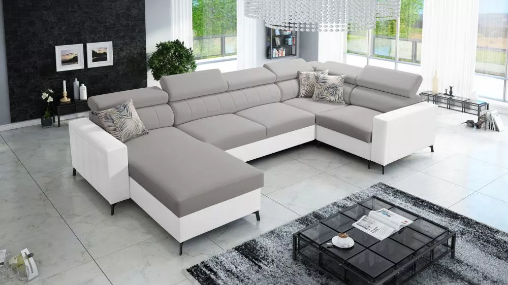 Dīvāns Baltico 5 Mini Standard · Pelēks + balts · 198 × 334 × 83 cm