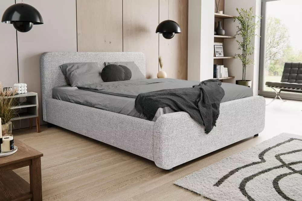 Gulta Hogan Standard ar stelāžu Guļamvietas platums: 160 cm, Guļamvietas garums: 200 cm, · Gaiši pelēks · 180 × 222 × 10