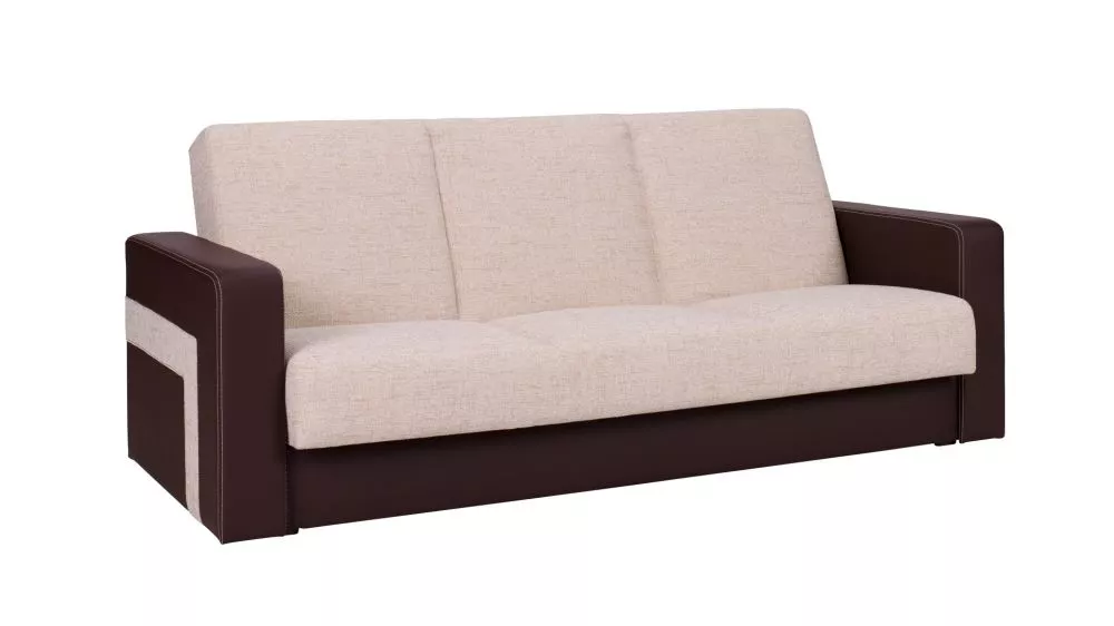 Dīvāns Kolder 3S Standard · Gaiši bēšs + brūns · 88 × 222 × 89 cm