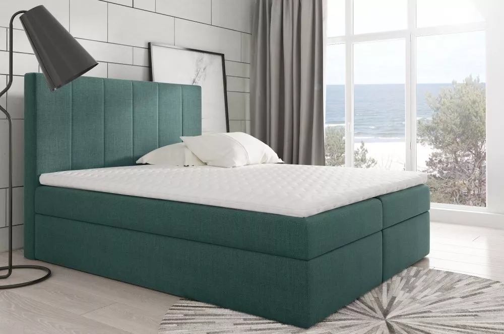 Gulta Bono Boxspring Premium Standard Guļamvietas platums: 200 cm, Guļamvietas garums: 200 cm, · Pelēkzaļš · 200 × 213 ×