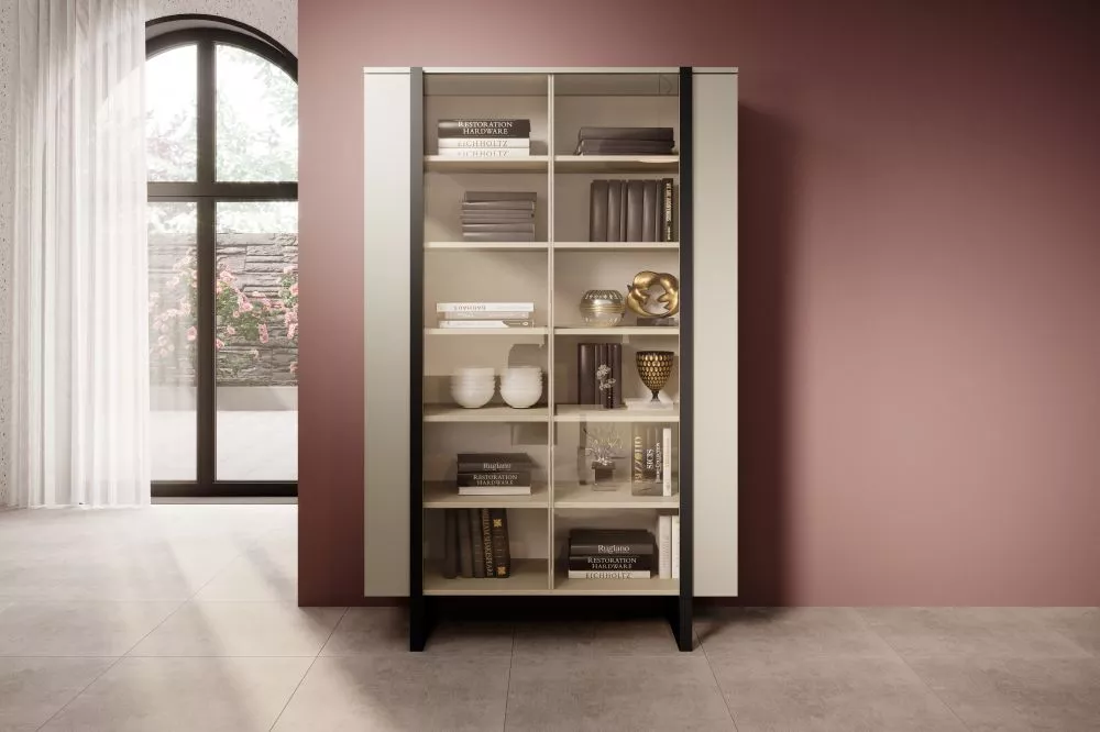 Sekcija Verica W120 2D Black · Gaiši bēšs · 120 × 45 × 187 cm
