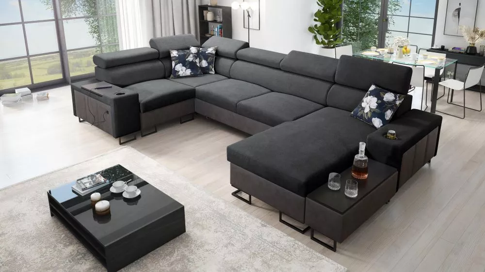 Dīvāns Melody 4 Maxi Premium Standard · Grafīts · 205 × 358 × 84 cm