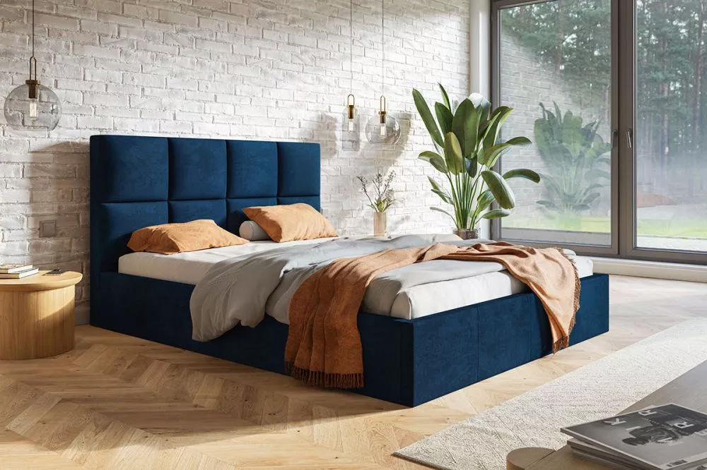 Gulta Slim 1 standard ar stelāžu Guļamvietas platums: 140 cm, Guļamvietas garums: 200 cm, stelāžas tips: koka, · Zila · 
