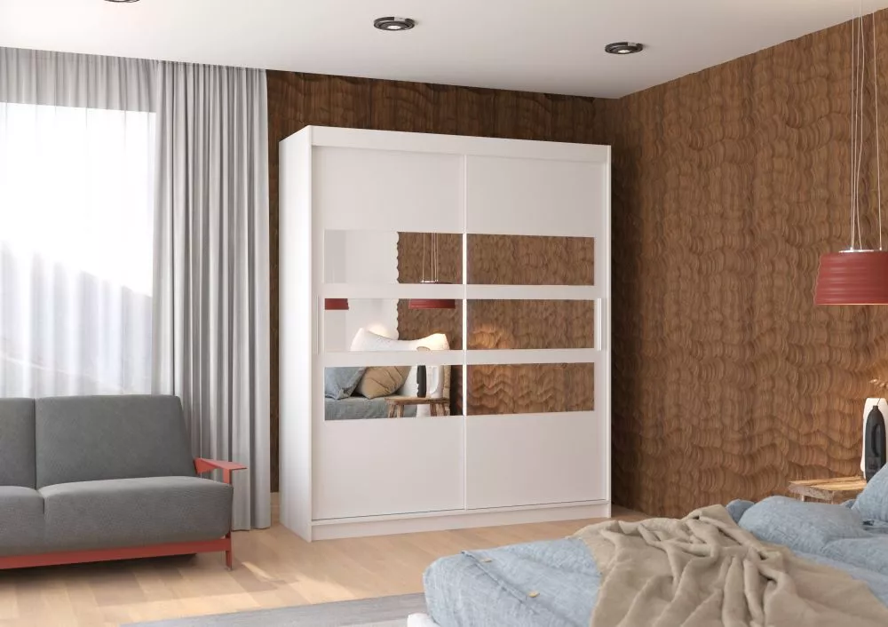 Skapis Toledo ar LED · Balts · 180 × 58 × 215 cm