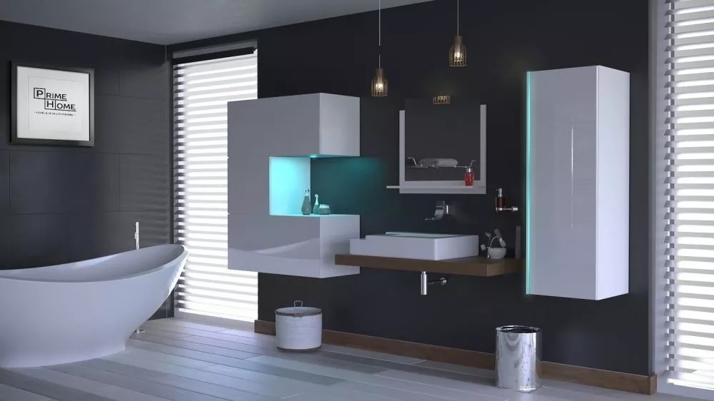 Vannas istabas komplekts Alius 49 ar LED · Balts · 114 × 35 cm
