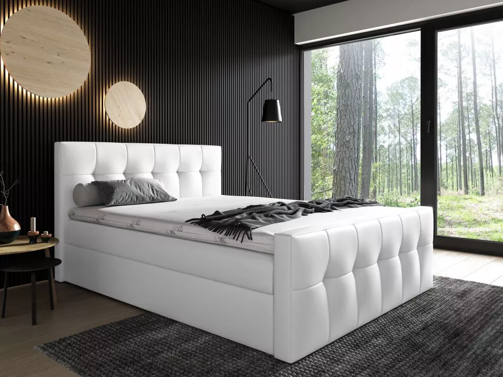 Gulta Malibu Boxspring Standard Guļamvietas platums: 180 cm, Guļamvietas garums: 200 cm, · Balts · 182 × 226 × 120 cm