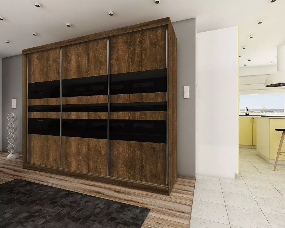 Skapis Top 17 ar LED · Tumšais osis · 250 × 62 × 200 cm