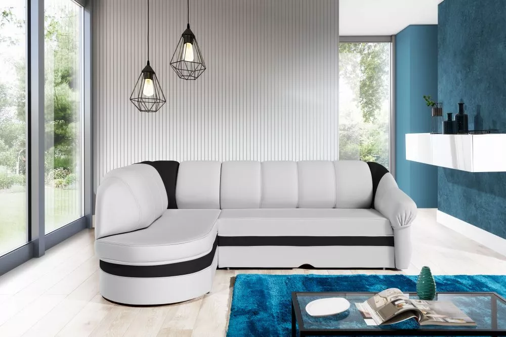 Dīvāns Benano standard · Balts + melns · 180 × 250 × 85 cm