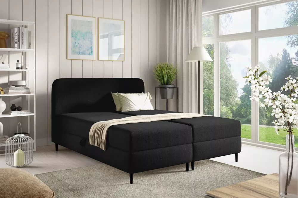 Gulta Fubu Boxspring Standard Guļamvietas platums: 120 cm, Guļamvietas garums: 200 cm, · Melns · 122 × 205 × 91 cm