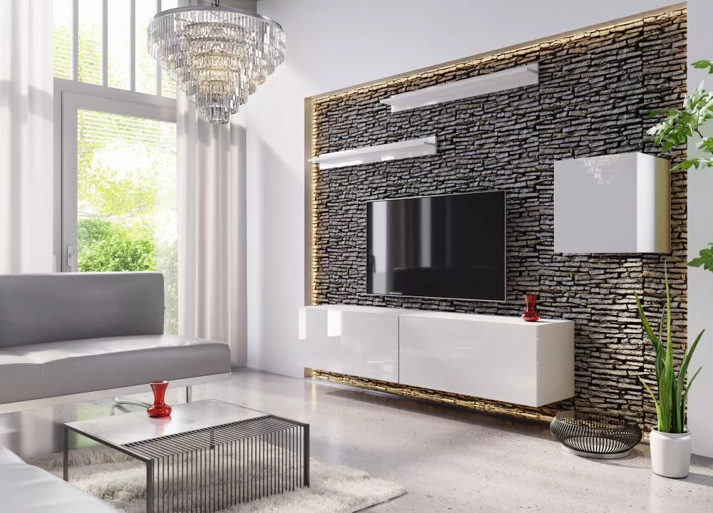 Sekcija Box 16 · Balts · 231 × 38 × 210 cm