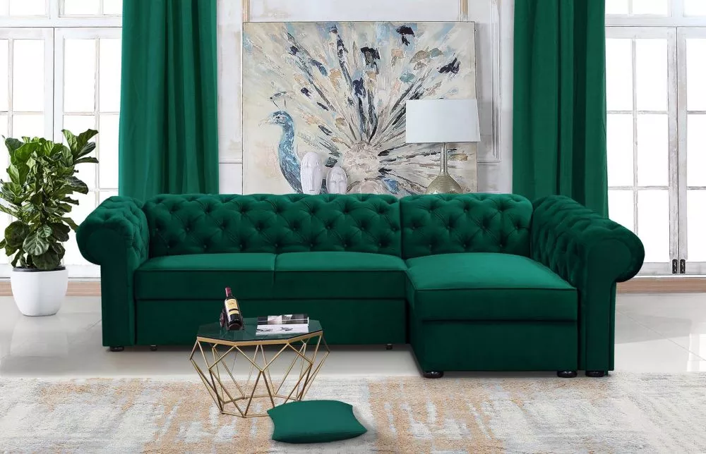 Dīvāns Valentino XL Standard · Tumši zaļš · 173 × 278 × 78 cm