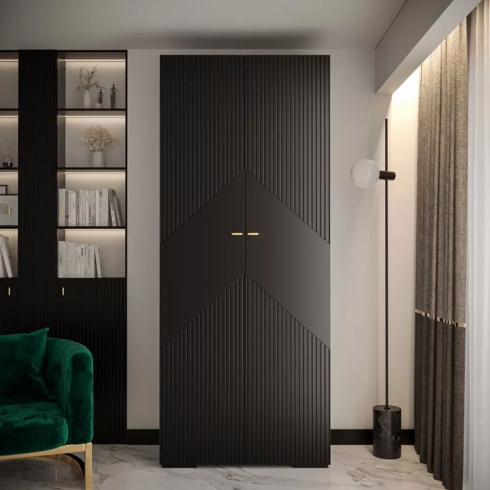 Skapis Manhattan Ryfel 2 · Melna · 100 × 47 × 236.7 cm