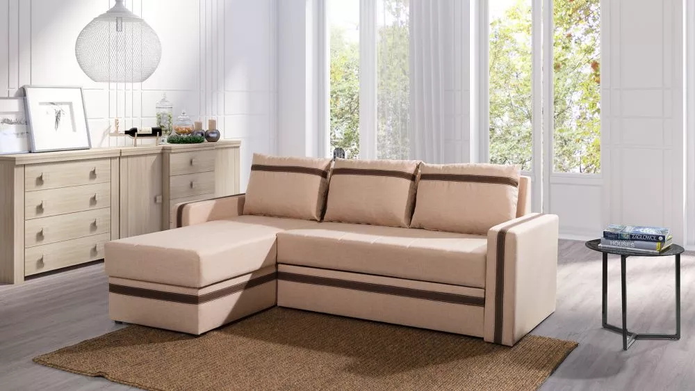 Dīvāns Euforia Corner Standard · Bēšs + tumši brūns · 156 × 234 × 82 cm