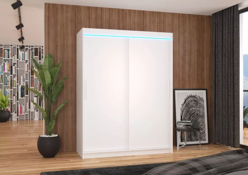Skapis Denver ar LED · Balts · 150 × 58 × 200 cm