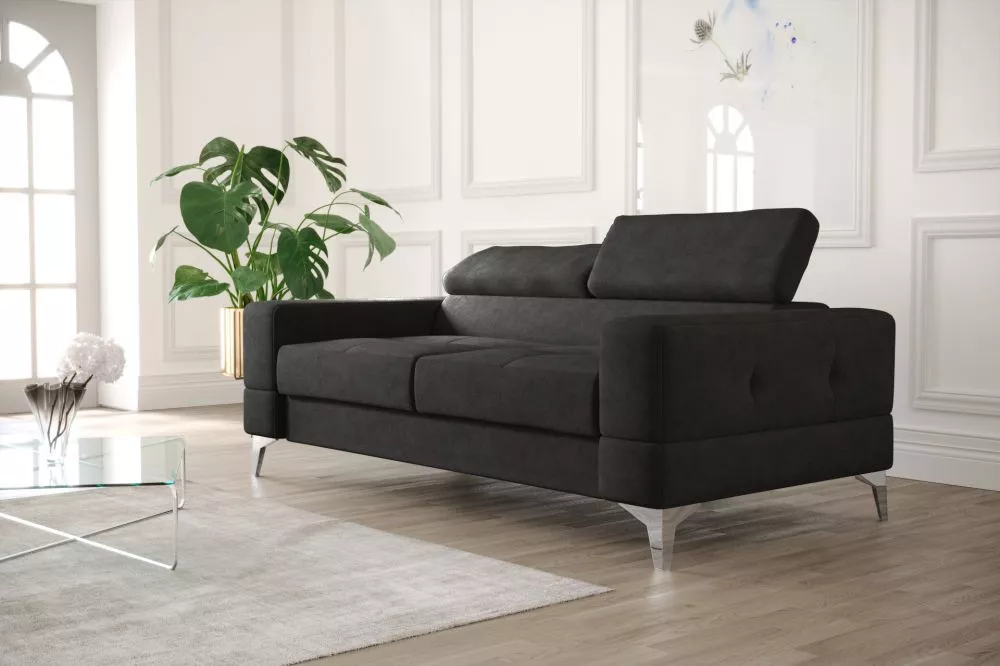 Dīvāns Toscania 2S standard · Melns · 97 × 178 × 78 cm