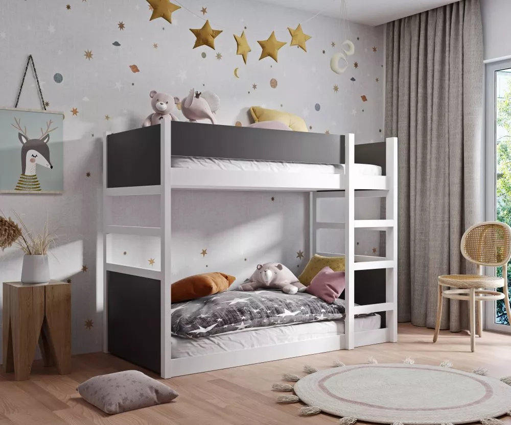Bērnu gulta Simon 80x180 ar stelāžām Kāpņu puse: Pa labi, Guļamvietas platums: 80 cm, Guļamvietas garums: 180 cm, · 88 ×