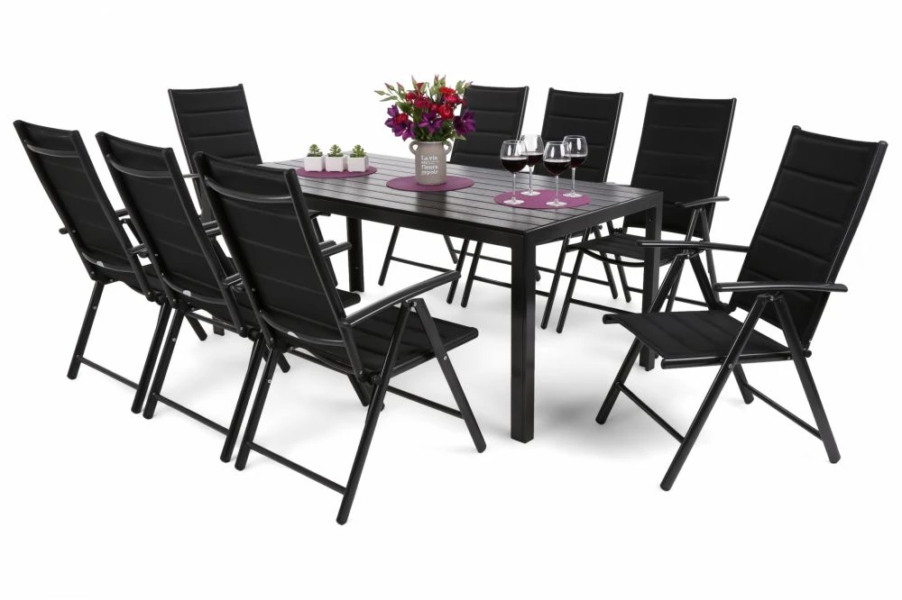 Komplekts Ibiza 8+1 Personu skaits: 8, Korpusa krāsa: melns, Elementu krāsa: melns, · 185 cm