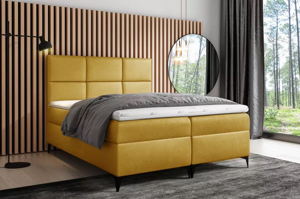 Gulta Fava Boxspring Premium Standard Guļamvietas platums: 180 cm, Guļamvietas garums: 200 cm, · Dzeltens · 184 × 208 × 