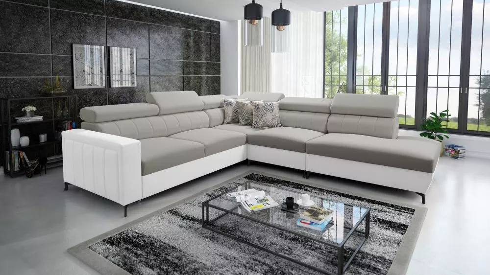 Dīvāns Baltico 8 Standard · Pelēks + balts · 275 × 302 × 83 cm