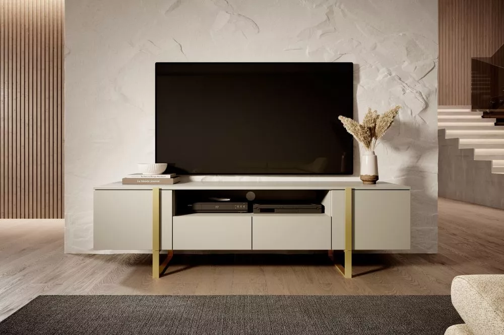 TV tumba Verica RTV 200 2D2SZ Gold · Gaiši bēšs · 200 × 45 × 57 cm