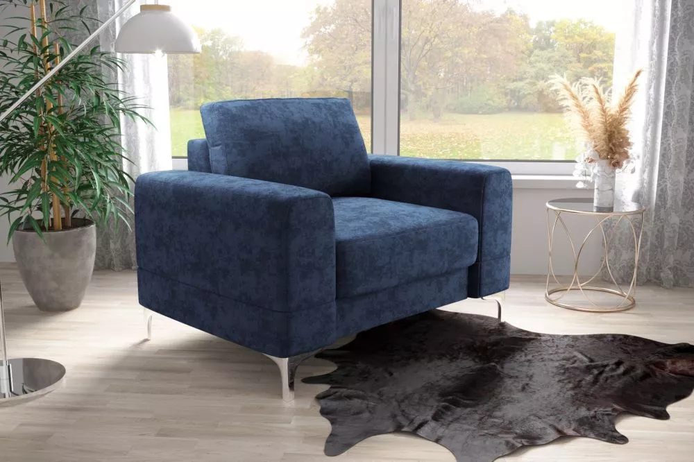 Mīksts krēsls Aria 1S Standard Sēdvietas dziļums: 55 cm, · Zila · 104 × 90 × 89 cm