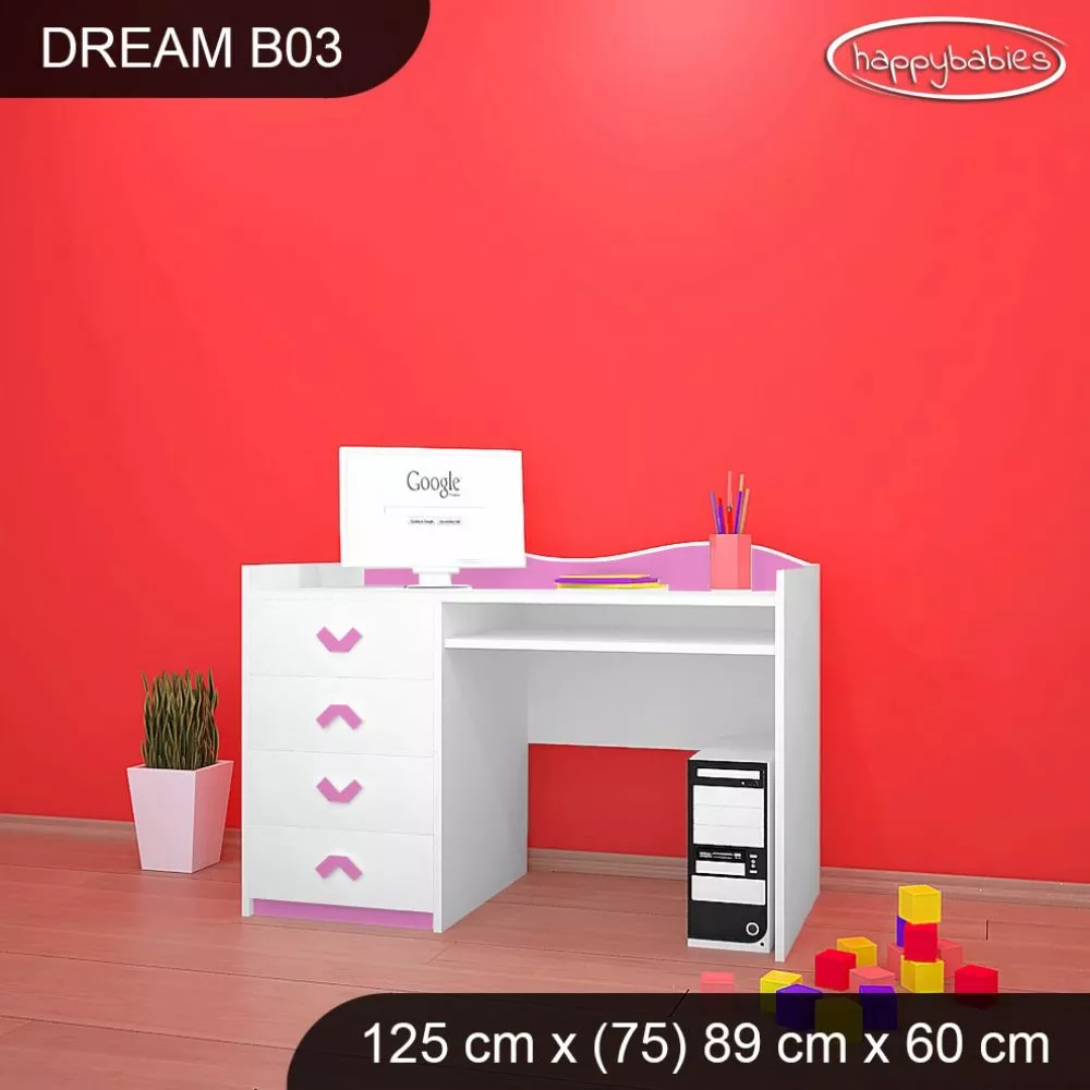 Bērnu rakstāmgalds Dream B03 Maksimālais augstums: 89 cm, · 125 × 75 × 60 cm