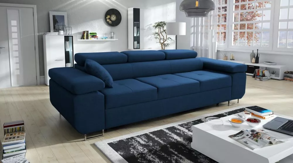 Dīvāns Annabelle 3S Standard · Zils · 99 × 255 × 76 cm