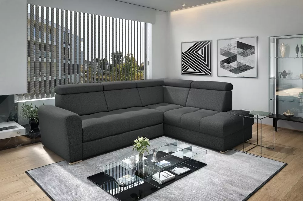 Dīvāns Riva XL Standard · Melns · 210 × 274 × 91 cm