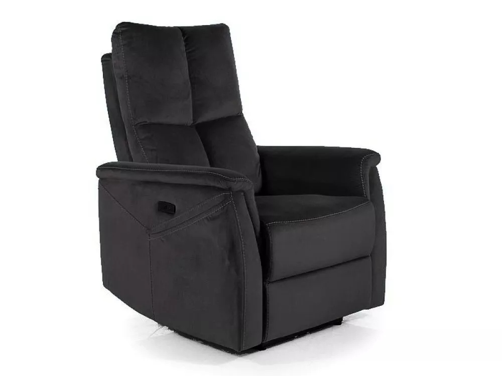 Mīksts krēsls Neptun M Velvet Sēdvietas dziļums: 57 cm, Maksimālais dziļums: 160 cm, · Melns · 76 × 94 × 96 cm