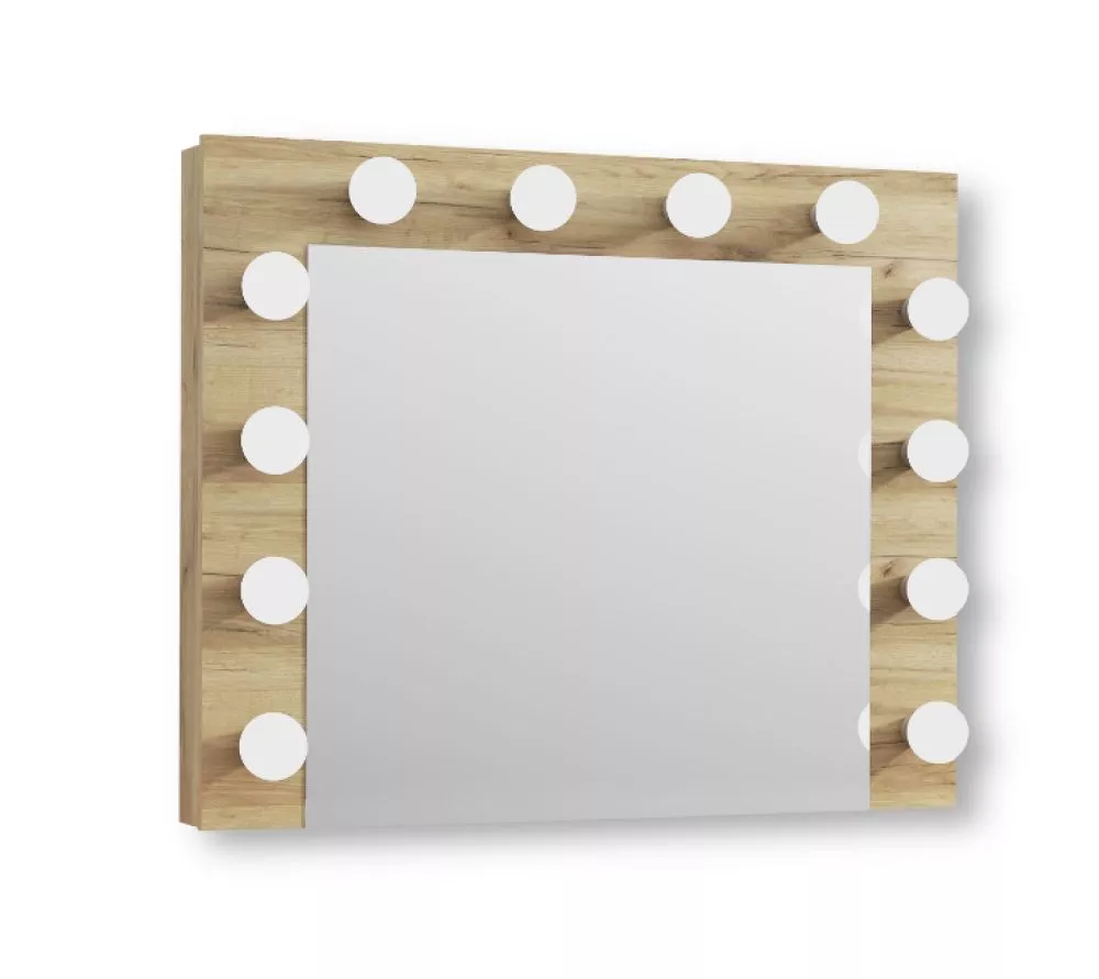 Spogulis 12 LED · Ozols kraft · 80 × 10 × 65 cm