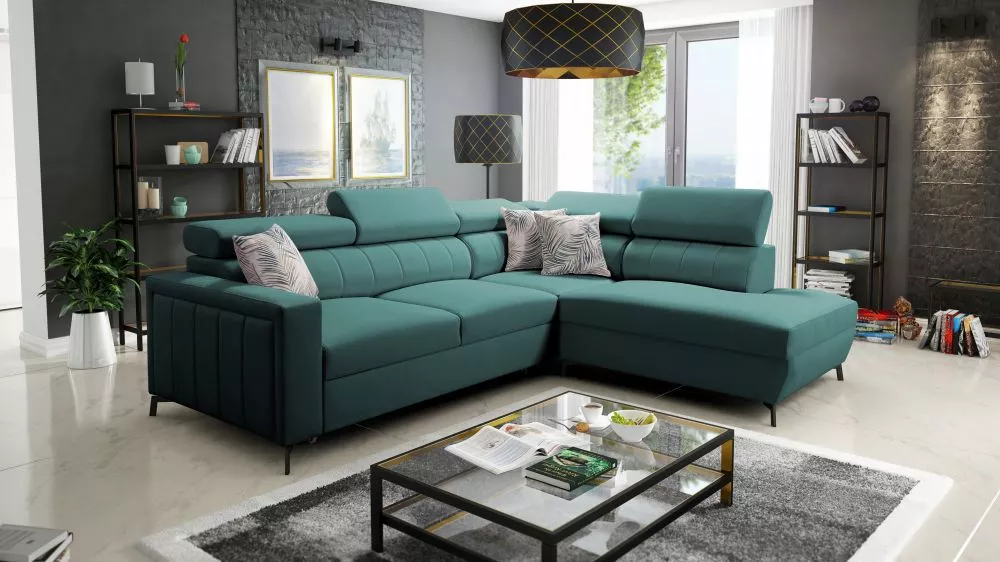 Dīvāns Baltico 3 Maxi Premium Standard · Tirkīzs · 224 × 275 × 83 cm