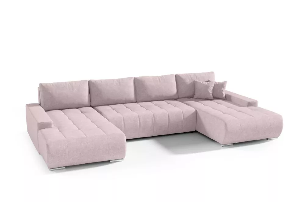 Dīvāns Velutti U Standard · Gaiši rozā · 185 × 350 × 85 cm